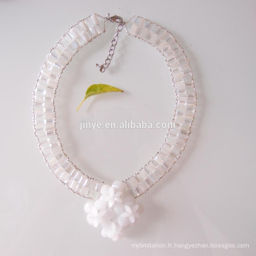 Collier Éblouissant Fleur Blanche en Cristal